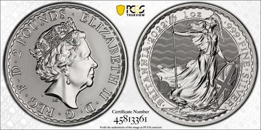 2022 £2 Britannia Ag MS68