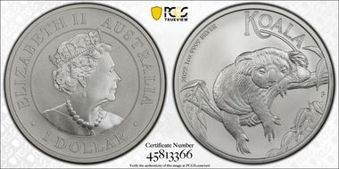2022-P $1 Koala Ag First Strike MS70