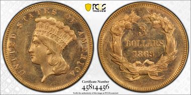 1869 $3 MS62