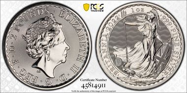 2022 £2 Britannia Ag MS66