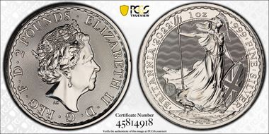 2022 £2 Britannia Ag MS66