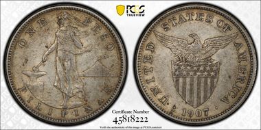 1907-S Peso AU53