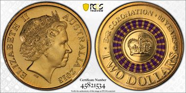 2013-C $2 Coronation Colorized MS65