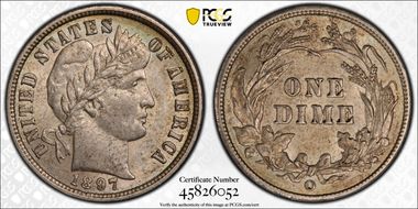 1897-O 10C AU58+