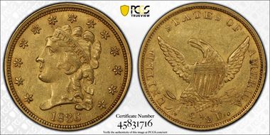 1836 $2.50 Script 8 AU55+