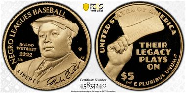 2022-W $5 Negro Leagues Baseball PR70DCAM