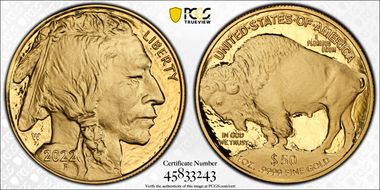 2022-W $50 American Buffalo  .9999 Fine Gold PR70DCAM