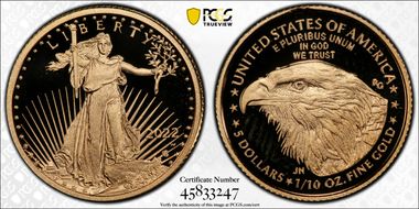 2022-W $5 Gold Eagle PR69DCAM