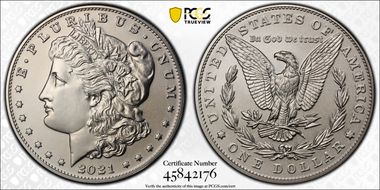 2021 $1 Morgan Dollar 100th Anniversary MS70