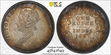 1887-B Rupee SW-6.103 Backwards Incuse B MS64