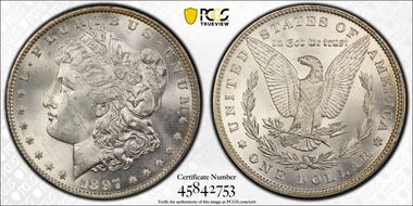 1897 $1 VAM 6A, Pitted Reverse MS63