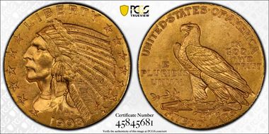 1908-D $5 MS64
