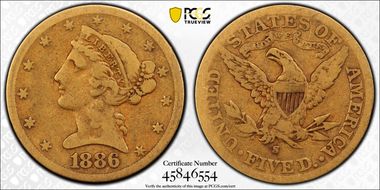 1886-S $5 VG10
