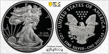 2016-W $1 Silver Eagle 30th Anniversary Lettered Edge PR69DCAM