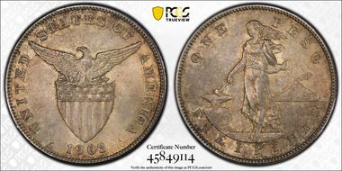 1903-S Peso KM-168  Ag AU58