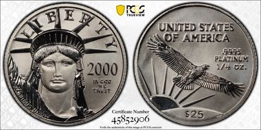 2000 $25 Statue of Liberty MS70