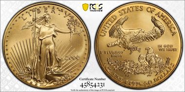 2000 $50 Gold Eagle MS70