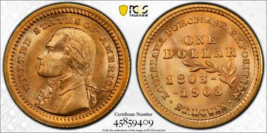 1903 G$1 LA Purchase, Jefferson MS68