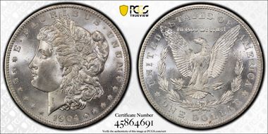 1904-O $1 VAM 4B, Fishhook MS66