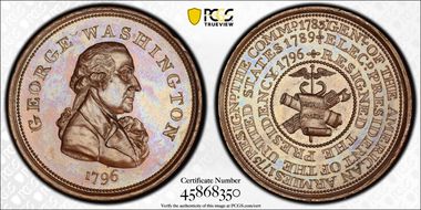 1796 AE Medal GW-61, Washington Repub Ameri MS66BN