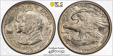 1921 50C Alabama, 2X2 MS65