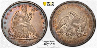 1841-O 50C WB-8 Large O AU58+