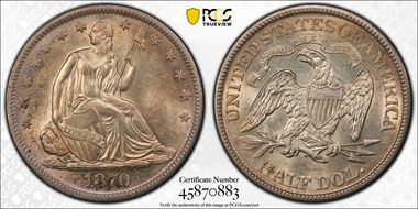 1870-S 50C WB-1 Date Left Very Sm S MS62
