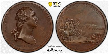 (ca. 1789) AE Medal Betts-542, Washington Before Boston MS62BN