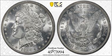 1886 $1 VAM 1C, 3+2, Clashed Reverse MS67