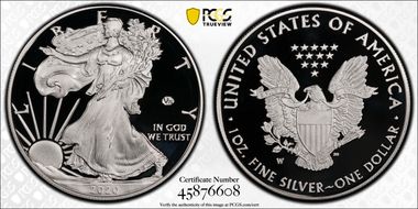 2020-W  $1 Silver Eagle - v75 Privy PR70DCAM