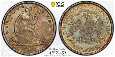 1868 50C WB-6 High Date AU53