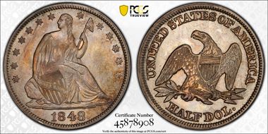 1848 50C WB-13 AU58+