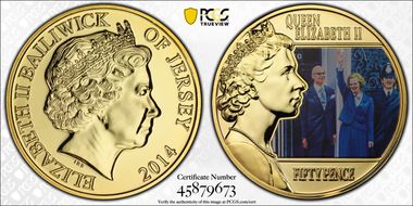 2014 50p Margaret Thatcher Brass MS68
