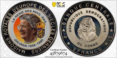 1999 5 Fr Queen Juliana PR67DCAM
