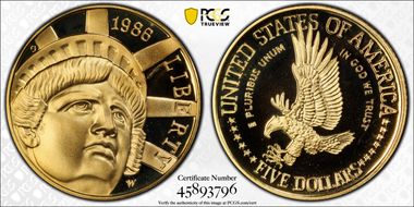 1986-W $5 Statue Of Liberty PR69DCAM