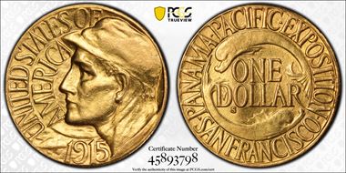 1915-S G$1 Panama-Pacific AU58