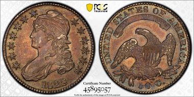 1828 50C Square 2, Small 8s, Sm. Letters AU55