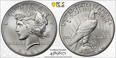2021 $1 Peace Dollar 100th Anniversary MS69