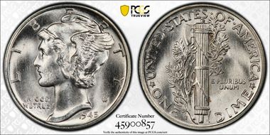 1945-S 10C Micro S MS67FB