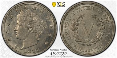 1883 5C No CENTS AU58