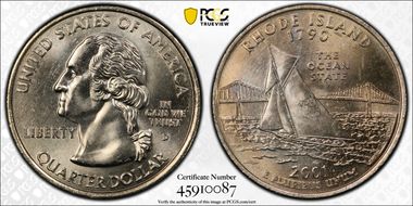 2001-D 25C Rhode Island MS65