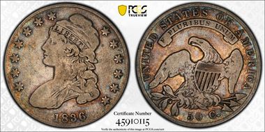 1836 50C Lettered Edge VG10