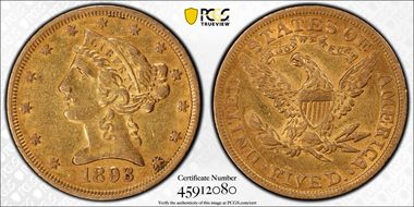 1893 $5 XF40