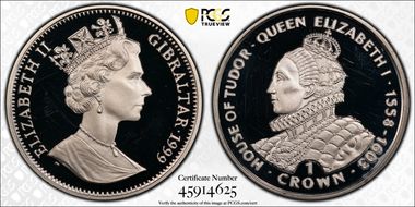1999 Crown Queen Elizabeth I Ag PR65DCAM