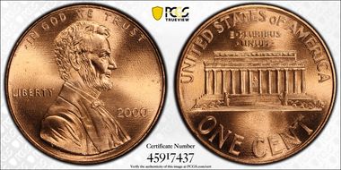 2000 1C "Cheerios" Cent MS67RD
