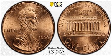 2000 1C "Cheerios" Cent MS67RD