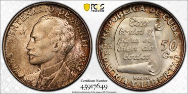 1953 50C Jose Marti KM-28  Ag MS64