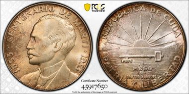 1953 Peso Jose Marti KM-29  Ag MS64