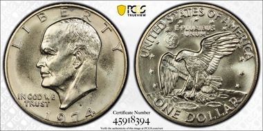 1974-S $1 Silver MS66