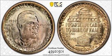 1950-S 50C Booker T. Washington MS67+ 